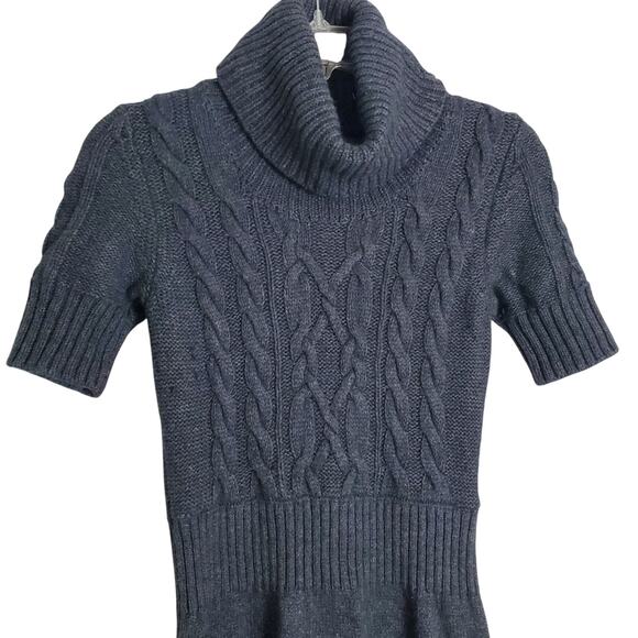 Ann Taylor Loft Womens Wool Blend Cable Knit Cowl Neck Short Sweater Dress Sz XS - Picture 2 of 11